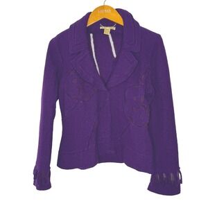 Nikki Valenti wool/mesh‎ snap front jacket - purple Small